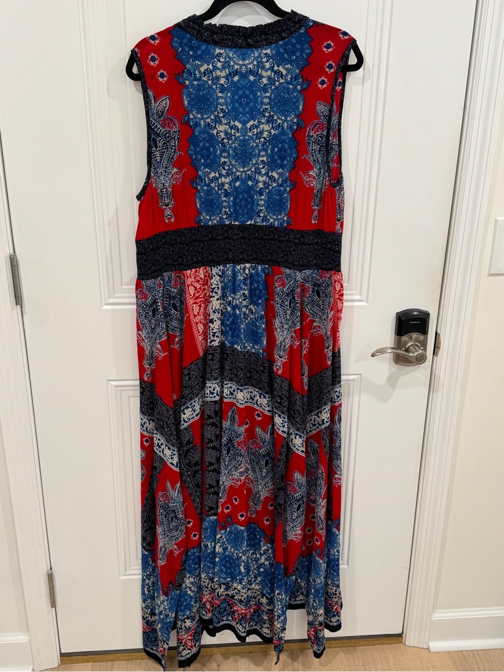 Bila Red & Blue Paisley V-Neck Maxi Dress XL - Picture 6 of 9